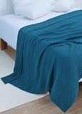 Blue Cozy Cotton Thermal Blanket by Try out – Soft & Breathable, All-Season Comfort