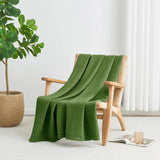 Green Cotton Waffle Weave Blanket | Lightweight | Breathable | Summer | AC Comforter