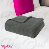 Cotton Thermal Blanket - Charcoal