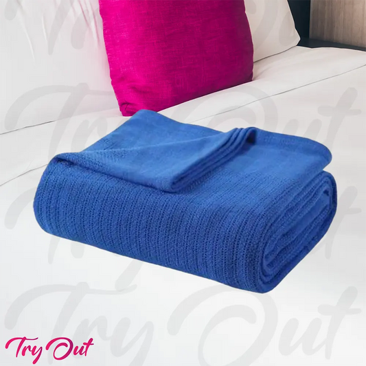 Cotton Thermal Blanket - Royal Blue