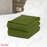 Green Cotton Waffle Weave Blanket | Lightweight | Breathable | Summer | AC Comforter