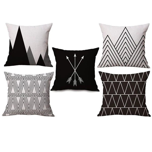 BLACK & WHITE CUSHION COVERS (PACK OF 5)